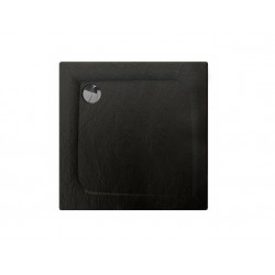 Allibert Receveur de douche 80 x 80 cm noir mat effet pierre Mooneo Kobleo