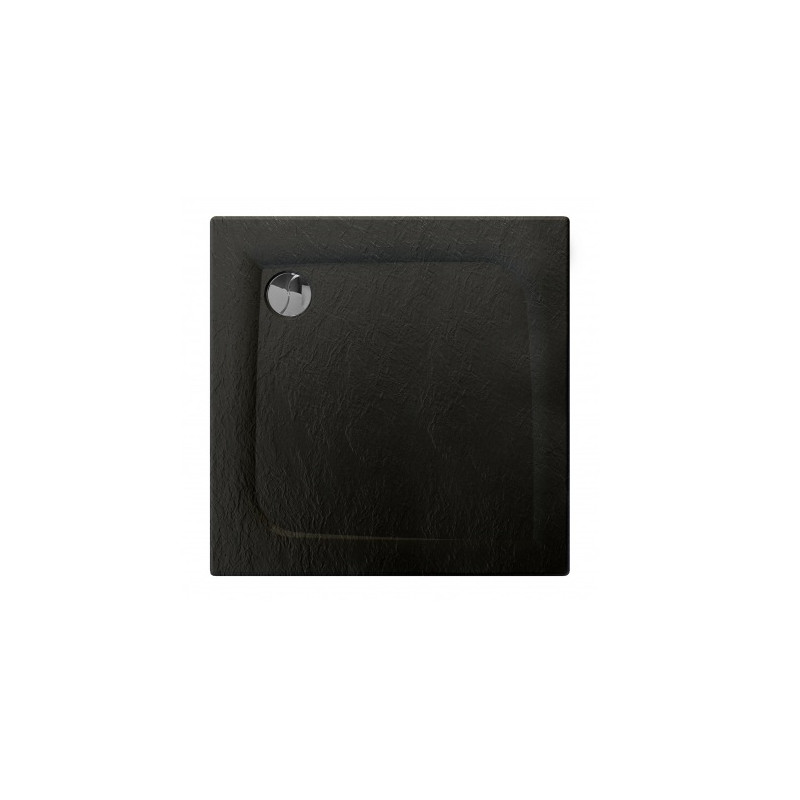 Allibert Receveur de douche 80 x 80 cm noir mat effet pierre Mooneo Kobleo