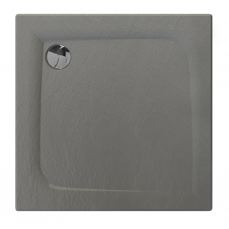Allibert Receveur de douche 80 x 80 cm gris mat effet pierre Mooneo Kobleo