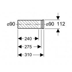Geberit Raccord WC suspendu mural horizontal Diam 90 mm 366.887.16.1 Geberit Kobleo