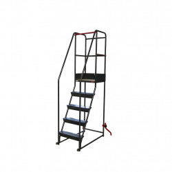 Fimm Escabeau roulant étroit charge 150 kg 5 marches Ht plateforme 1260 mm Kobleo