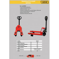 Stockman Transpalette court manuel ACN15 1500kg fourches 80x45cm Stockman Kobleo