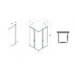 Samo Paroi douche d'angle ouverture coulissante 87-89cm Cee Art Kobleo