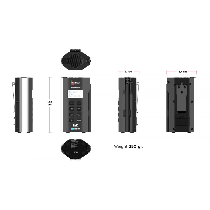 Perfect Pro Radio de poche rechargeable Soloworker IP64 Perfect Pro Kobleo Perfect Pro Radio de poche rechargeable Soloworker IP64 Perfect Pro Kobleo