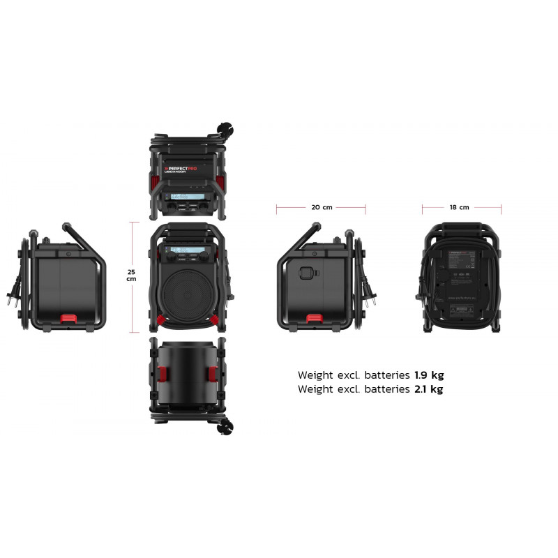Perfect Pro Radio de chantier rechargeable IP64 UBOX400R Kobleo Perfect Pro Radio de chantier rechargeable IP64 UBOX400R Kobleo