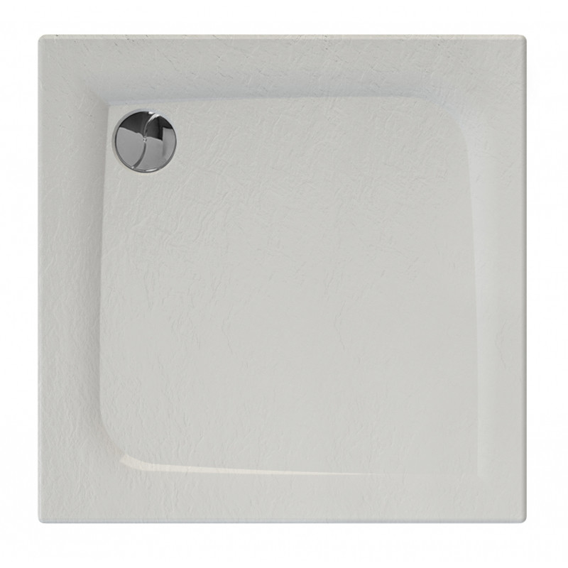 Allibert Receveur de douche carré 80 x 80 cm blanc mat effet pierre Mooneo Kobleo