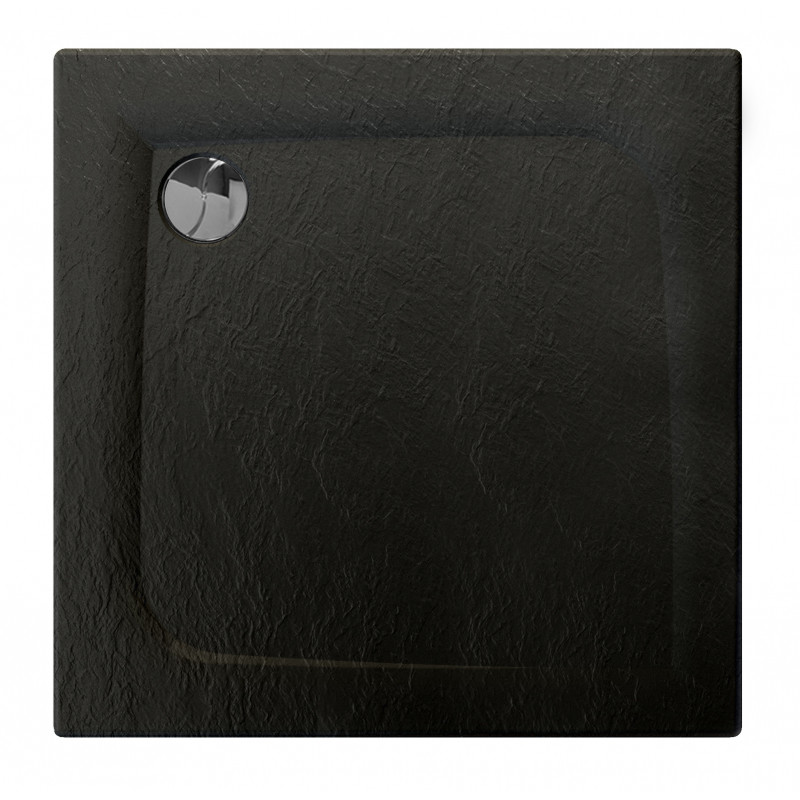 Allibert Receveur de douche carré 90 x 90 cm noir mat effet pierre Mooneo Kobleo