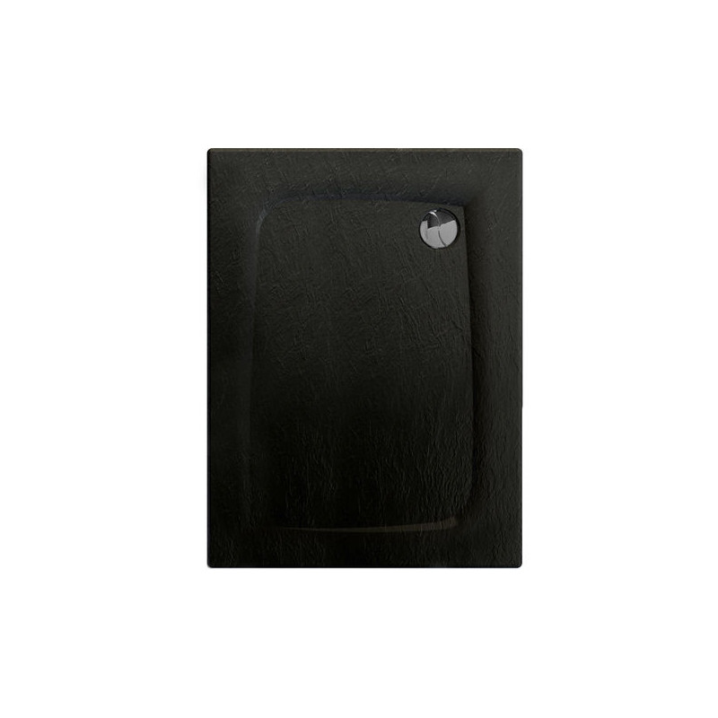 Allibert Receveur de douche noir mat effet pierre 100 x 80 cm vidage angle droi Kobleo