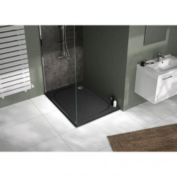 Allibert Receveur de douche noir mat effet pierre 100 x 80 cm vidage angle droi Kobleo