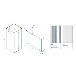 Samo Paroi douche fixe 865-89cm profilé alu chromé brillant Grand Polaris Kobleo