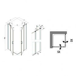 Samo Paroi douche d'angle ouverture pivotante 975-100cm Droite Polaris Kobleo