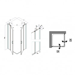 Samo Paroi douche d'angle ouverture pivotante 975-100cm Gauche Polaris Kobleo