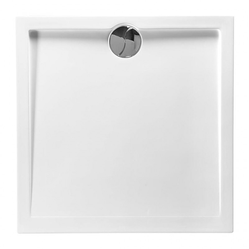 Allibert Receveur de douche carré 80 x 80 x 4 cm polybéton blanc SLIM Kobleo