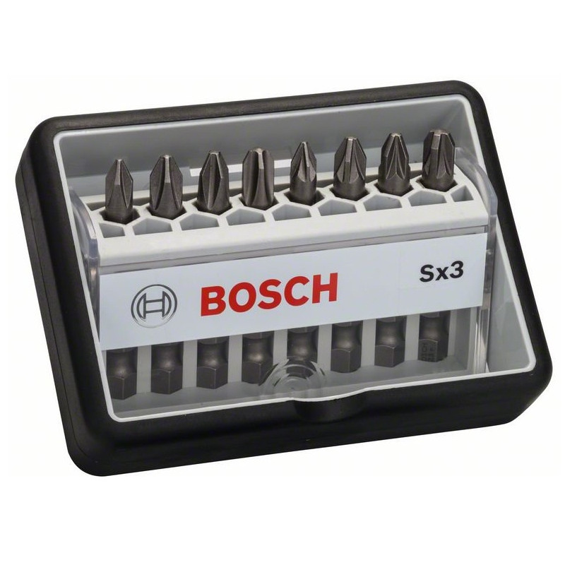 Bosch Set 8 pièces (Sx) Embouts vissage courts qualité extra-dure Robust Lin Kobleo