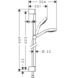Hansgrohe Set de douche 1 jet Croma Select E avec barre Unica'C 65 cm blanc/chro Kobleo