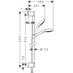 Hansgrohe Set de douche 1 jet Croma Select E avec barre Unica'Croma 90 cm blanc Hansgrohe Kobleo