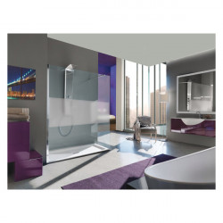 Samo Paroi douche d'angle rectangulaire 118-120cm fixe sérigraphiée Open Si Kobleo