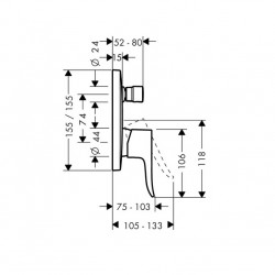 Hansgrohe Set finition mitigeur bain/douche encastré chromé 2 soties silencieux  Kobleo
