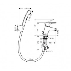 Hansgrohe Set bidette sans tirette ni vidage Focus Kobleo