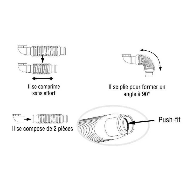 Wirquin Siphon évier sans garde d'eau Senzo Kobleo Wirquin Siphon évier sans garde d'eau Senzo Kobleo