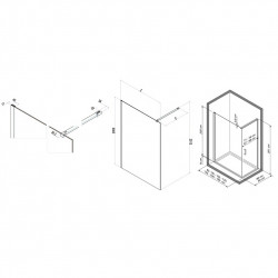 Samo Paroi douche d'angle rectangulaire 96-98cm fixe sérigraphiée Open Side Kobleo