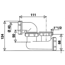 Valentin Siphon de baignoire blanc avec bouchon de dégorgement Diam 40 mm Kobleo