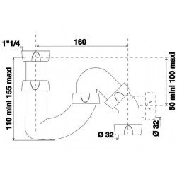 Valentin Siphon tube pour lavabo Blanc Kobleo