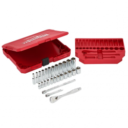 Milwaukee Set de douilles et clés à cliquet 1/4 métriques 28 pièces Kobleo Milwaukee Set de douilles et clés à cliquet 1/4 métriques 28 pièces Kobleo