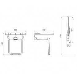 Delabie Siège douche relevable large avec pied ALU époxy blanc charge recomman Kobleo