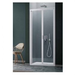 Samo Porte douche abattant Saloon 96 100cm profilés blanc mat AMERICA QUATT Kobleo