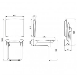 Delabie Siège douche relevable pied et dosseret Grand Confort Inox poli brilla Kobleo