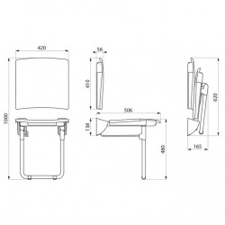 Delabie Siège douche relevable avec pied et dosseret Grand Confort Inox poli s Kobleo