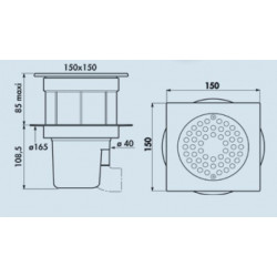 Delabie Siphon de sol à hauteur réglable 150x150 mm Delabie Kobleo