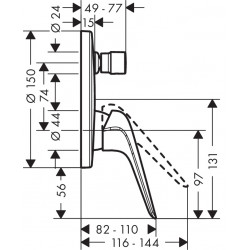 Hansgrohe Set de finition pour mitigeur bain/douche Novus encastré finition chro Kobleo