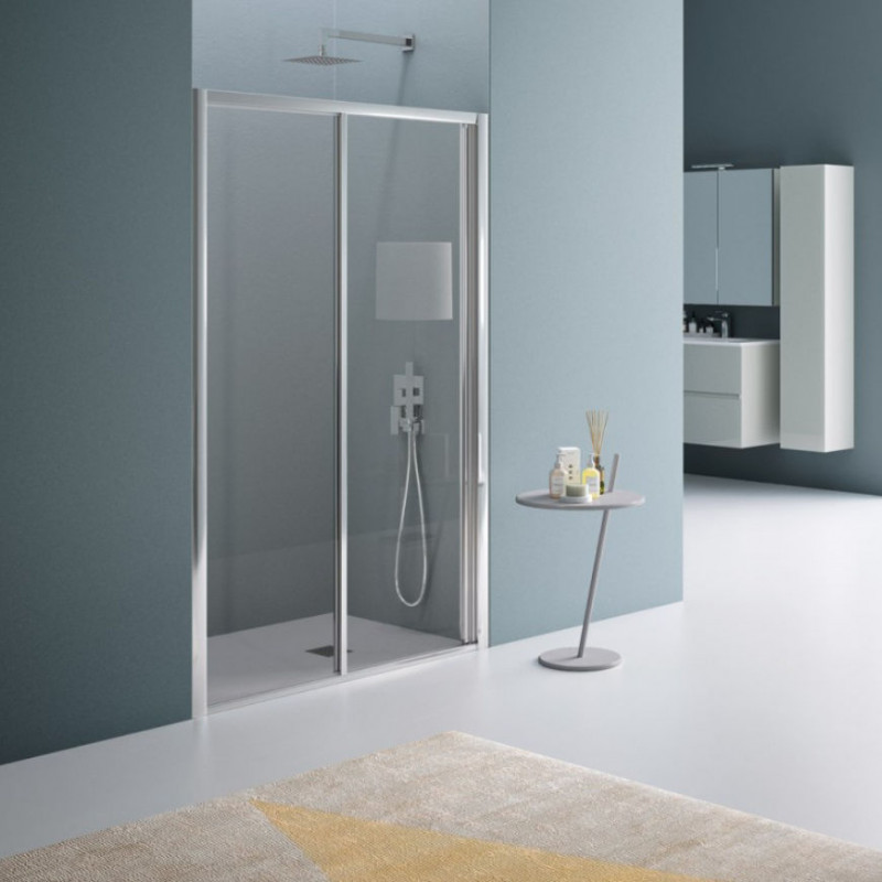 Samo Porte douche coulissante 2 panneaux 166-173cm Ht 185cm profilé blanc A Kobleo