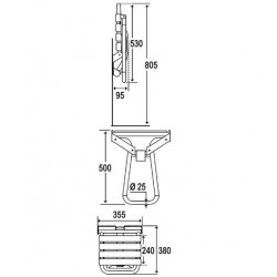 Pellet Siège de douche escamotable charge 150 Kg Kobleo