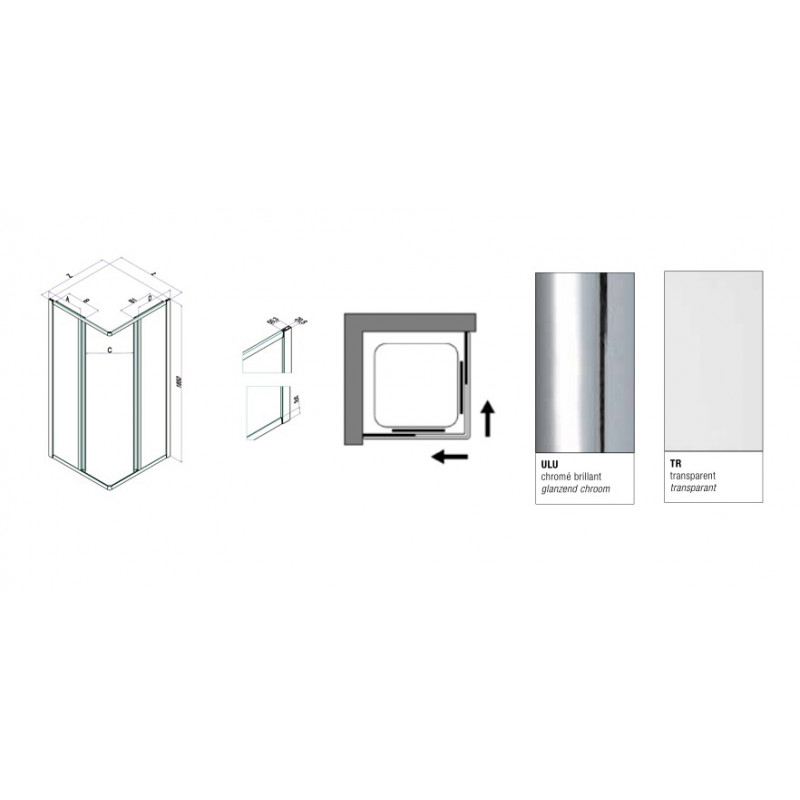 Samo Paroi douche d’angle ouverture coulissante 87-91cm 4 panneaux America Kobleo Samo Paroi douche d’angle ouverture coulissante 87-91cm 4 panneaux America Kobleo