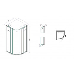 Samo Paroi douche 1/4 rond ouverture centrale coulissante 86-90cm profilé b Kobleo