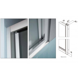 Samo Porte douche abattant Saloon 96 102 cm profilés blanc verre transparen Kobleo