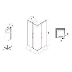 Samo Paroi douche d'angle ouverture coulissant 67-69cm Version gauche Europ Kobleo