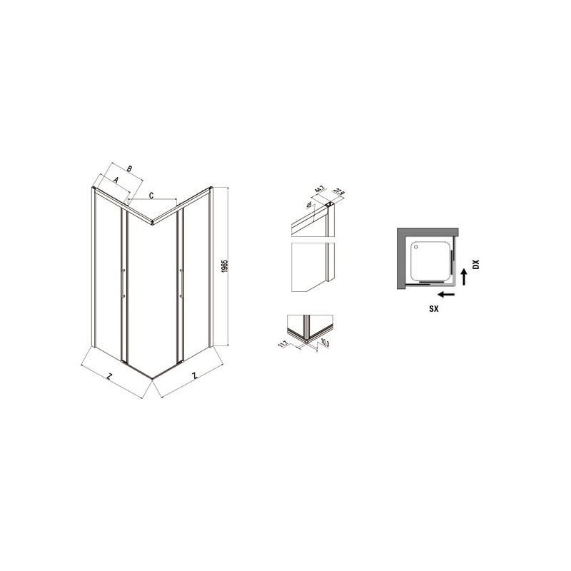 Samo Paroi douche d'angle ouverture coulissante 77-79cm Version droite Euro Kobleo Samo Paroi douche d'angle ouverture coulissante 77-79cm Version droite Euro Kobleo