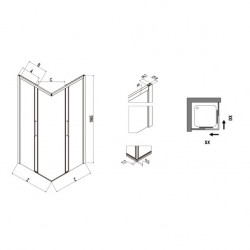 Samo Paroi douche d'angle ouverture coulissante 77-79cm Version gauche Euro Kobleo