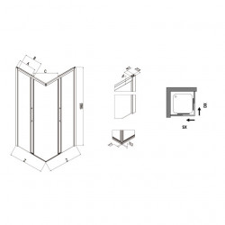 Samo Paroi douche d'angle ouverture coulissante 87-89cm Droite Europa SP Kobleo