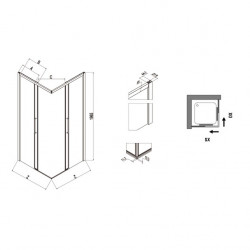 Samo Paroi douche d'angle ouverture coulissante 87-89cm Gauche Europa SP Kobleo