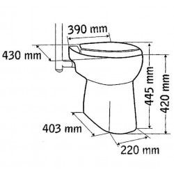 SFA WC broyeur Blanc 550W Evacuation Diam 32 mm SANICOMPACT 43 ECO Kobleo