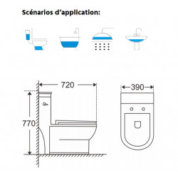 Aquamatix Toilette pompe broyeuse 400W décharge horizontale 70 m 770x720x390mm E Kobleo