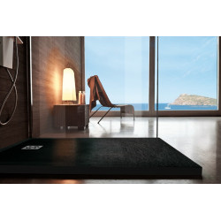 Samo Receveur de douche rectangle anti-glisse 140 x 90 cm Noir STONE Kobleo