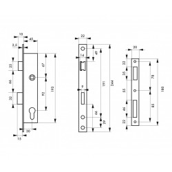 Thirard Serrure à encastrer à cylindre axe à 30 mm L 45 mm 3 clés 26045 Thirard Kobleo