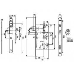 Vachette Serrure de sûreté D45 à larder Urgence Classroom Axe à 50 mm réversibl Kobleo