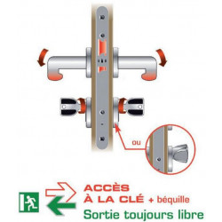 Vachette Serrure de sûreté D45 à larder Urgence Classroom Axe à 50 mm réversibl Kobleo